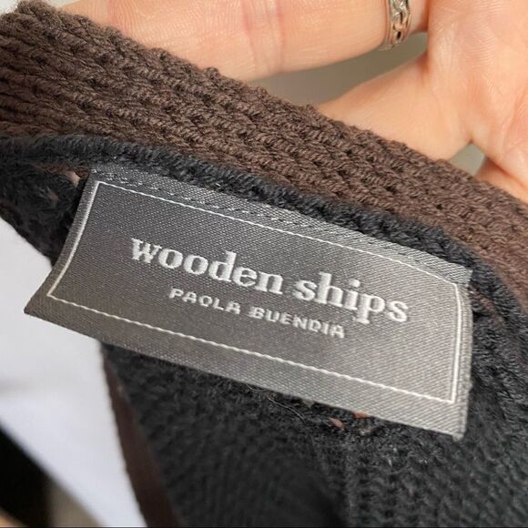 Wooden Ships Black and Brown Sweater Cardigan Size M/L - Picture 7 of 8